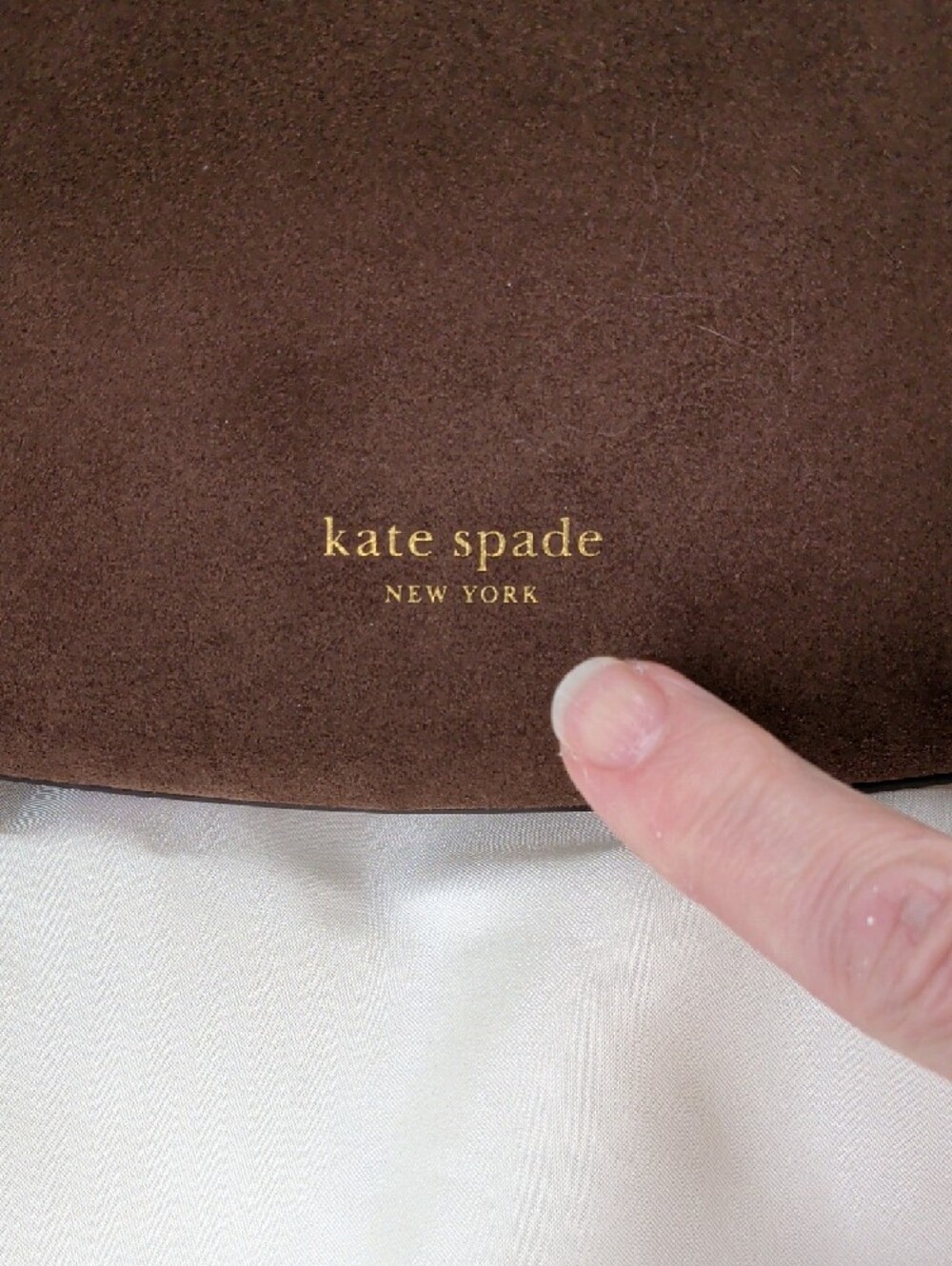 kate spade dark brown suede shoulder bag with gold zipper - Picture 11 of 11